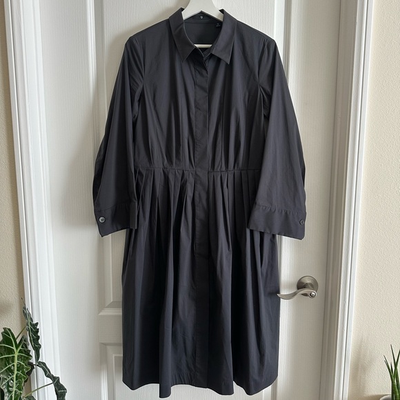 [UNIQLO +J] Dark Gray Tuck Shirt Dress - Picture 1 of 5
